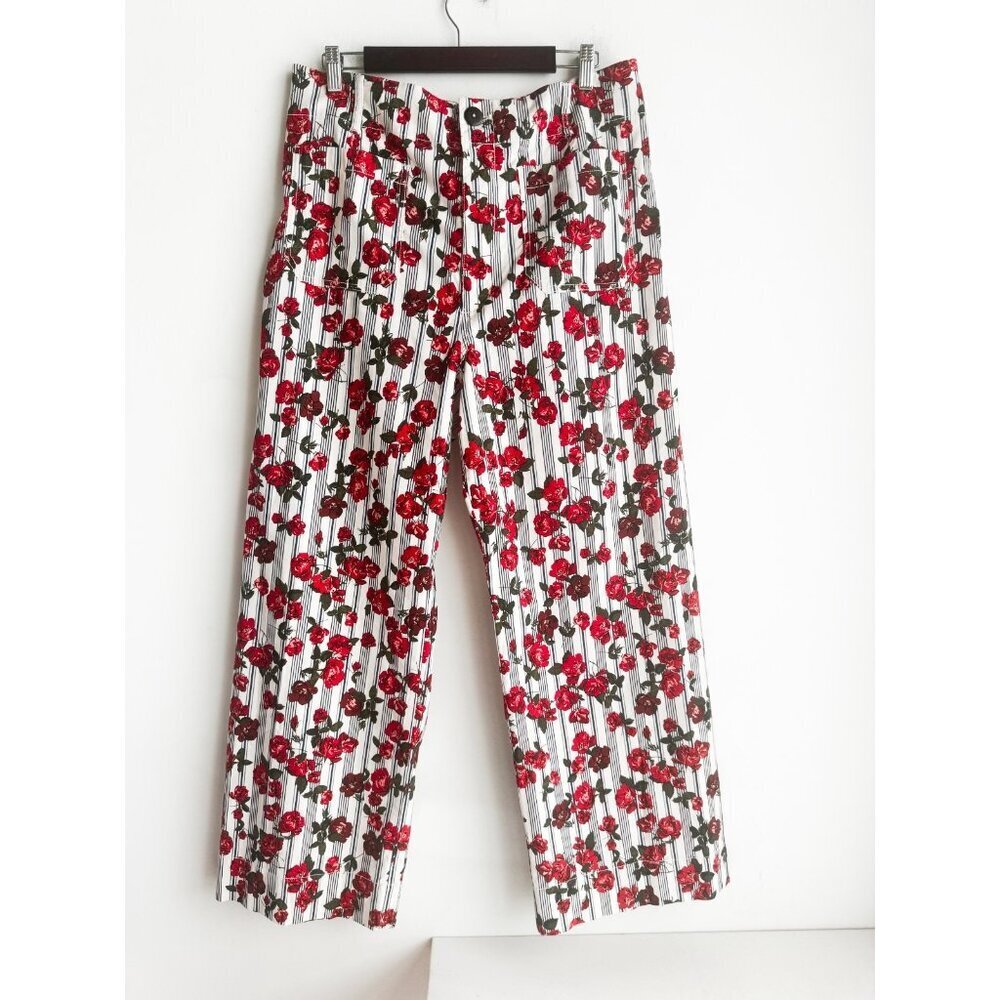 Anthropologie Colette  Floral Rose Print Cropped Pants 33T - Picture 3 of 4